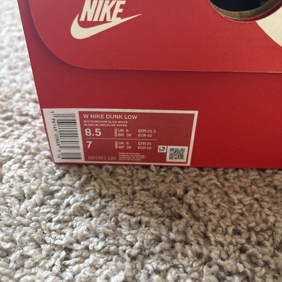 Nike Dunk Low White Medium Olive DD1503-120 Women’s Size 8.5 Shoes Sneaker - Picture 2 of 8